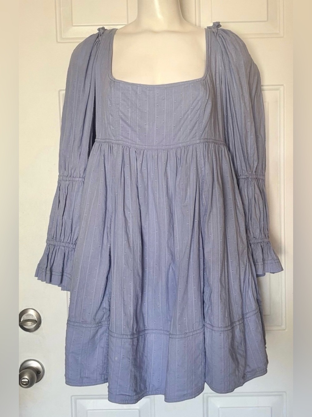 Pilcro Anthropologie Soft Blue Babydoll Mini Dress Women’s size Large